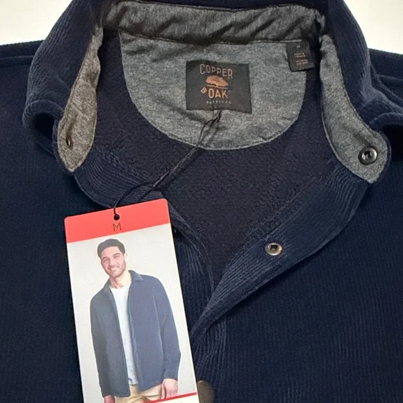 Copper Oak Men's Navy Blue Corduroy Fleece Jacket M, L NWT - Picture 13 of 13